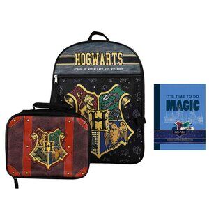 Harry Potter Hogwarts Backpack and Trunk Lunch Box with 2 Pack Notebook Set